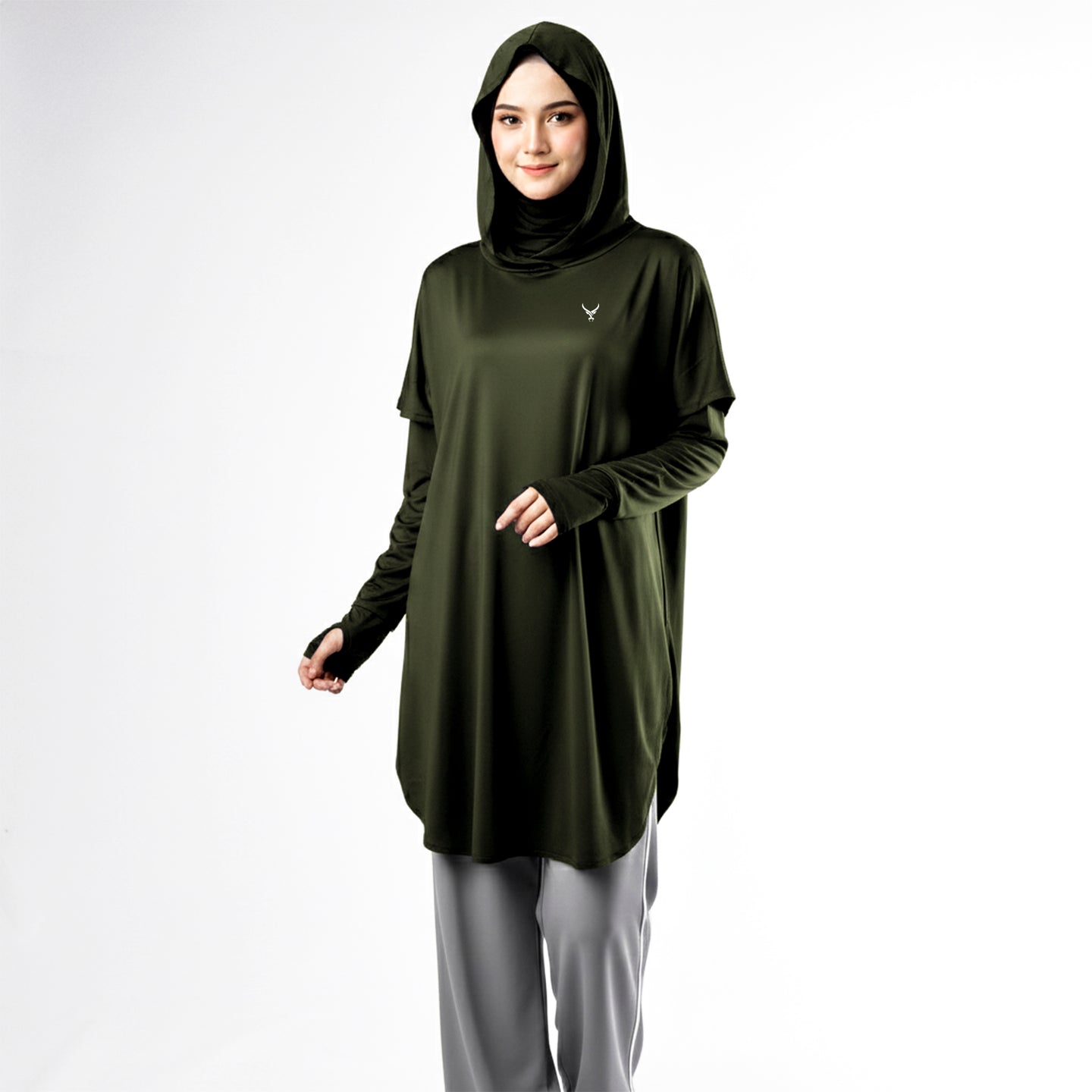 Active Abaya with Hoodie  (Full sleeves)