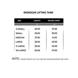 Size chart for IRONGEAR Lifting Tank 
