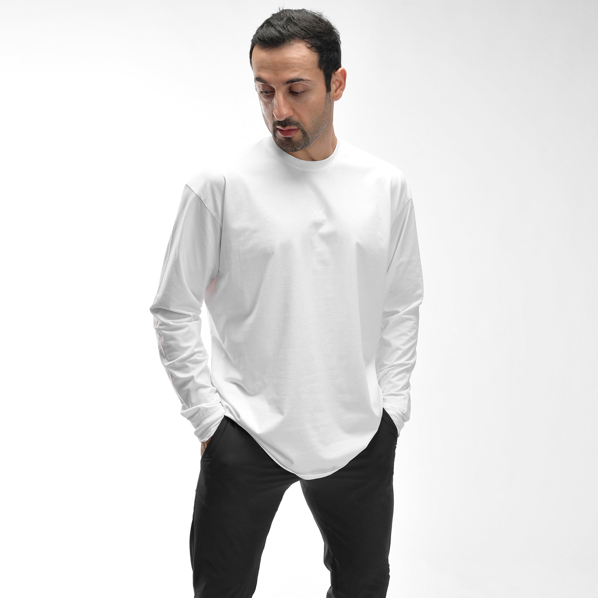 Stone Wash Langarm-T-Shirt