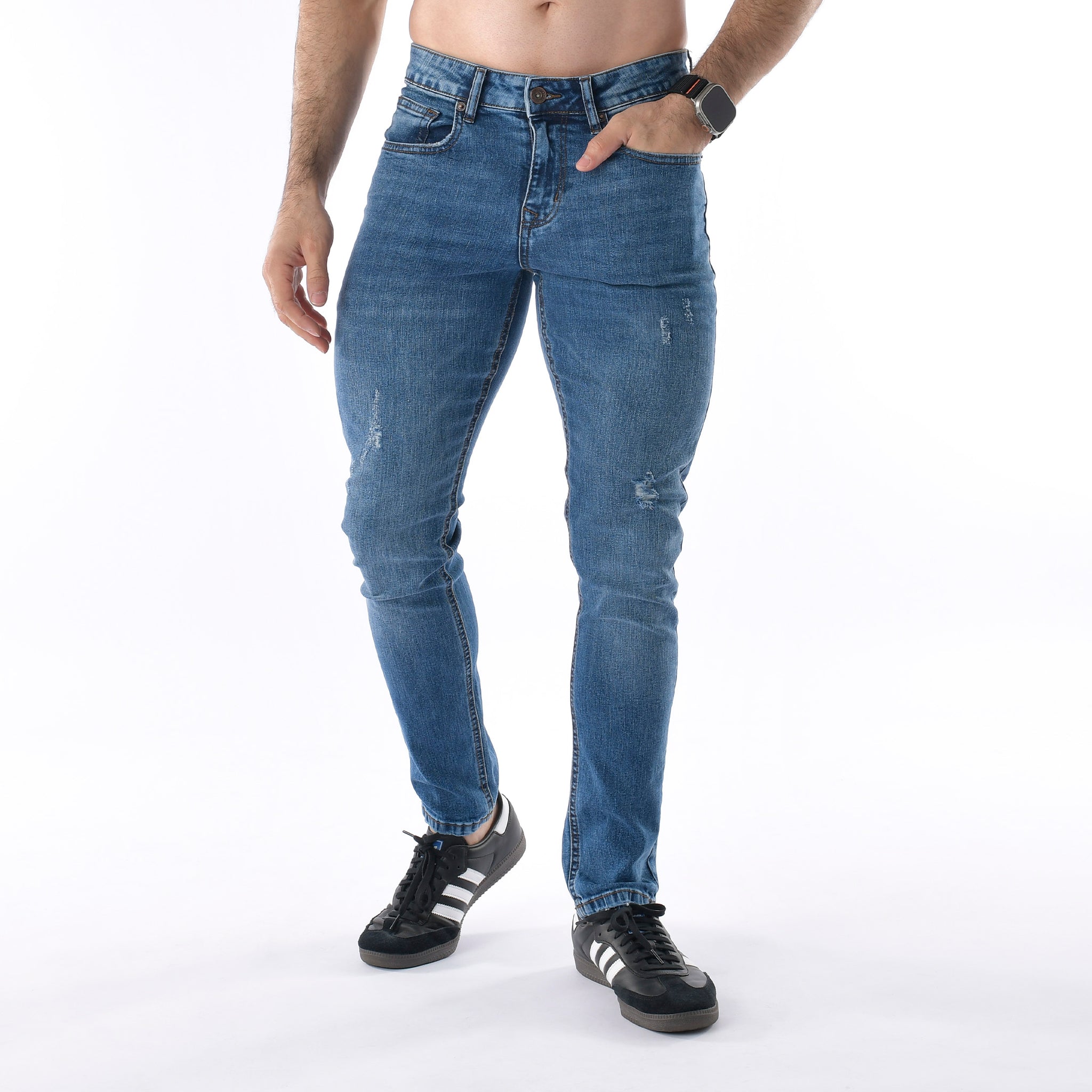 Semi Ripped Muscle Fit Jeans – IRONGEAR Fitness - Main Image