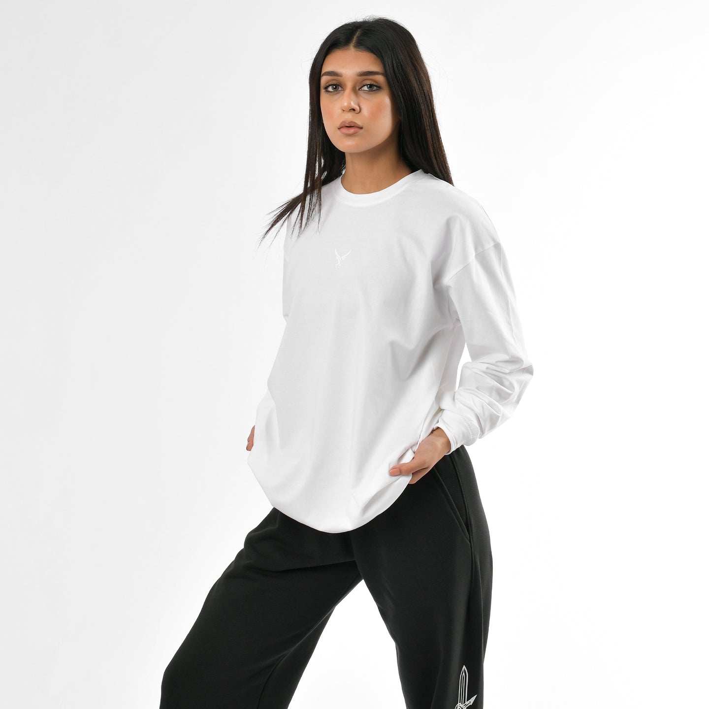 Stone Wash Langarm-T-Shirt