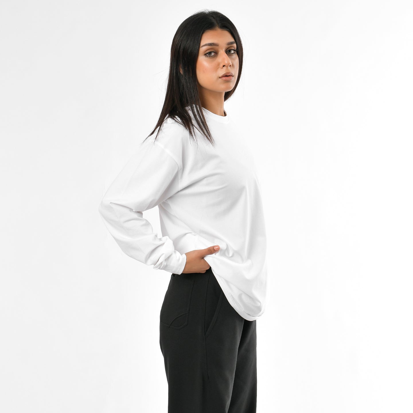 Stone Wash Langarm-T-Shirt