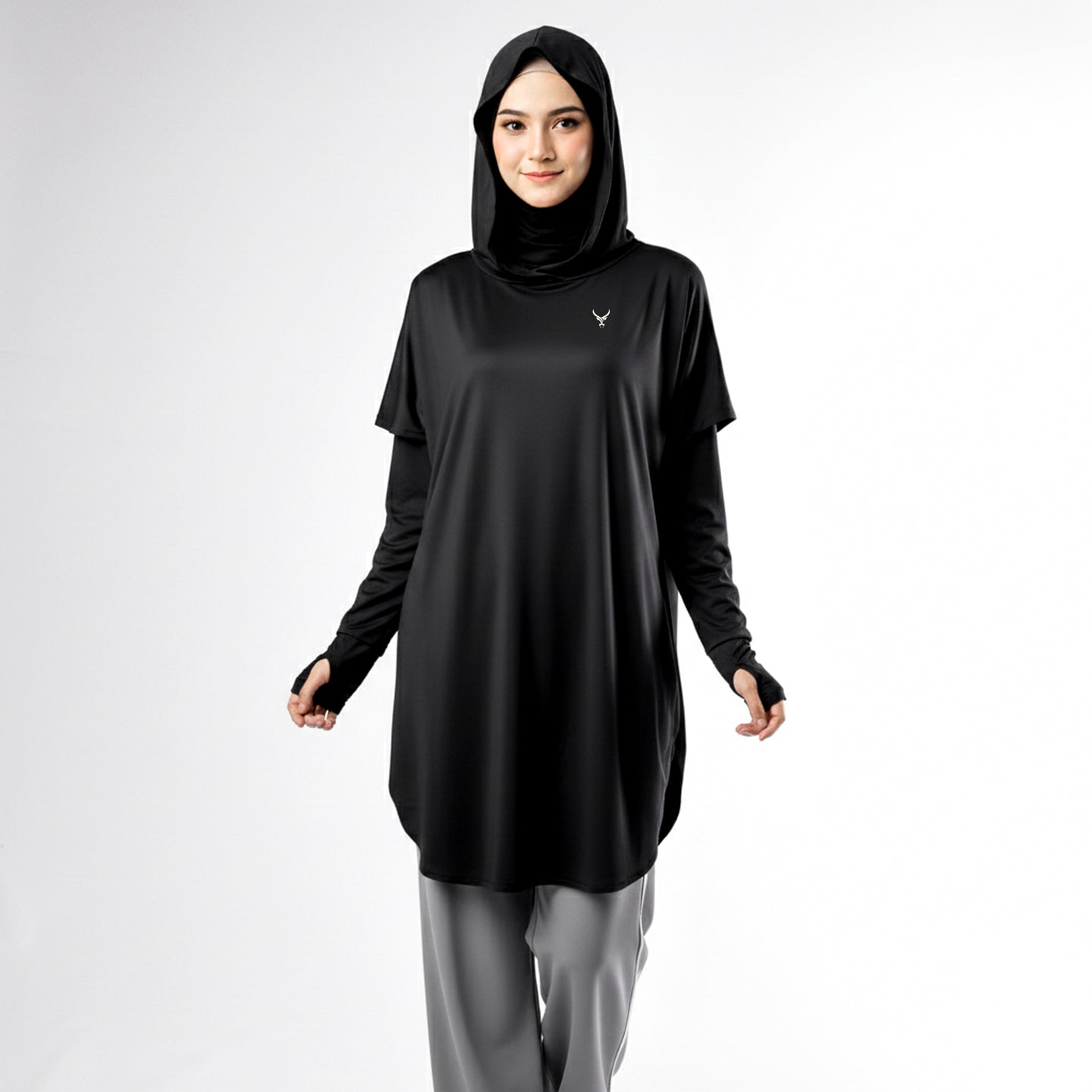 Active Abaya with Hoodie  (Full sleeves)