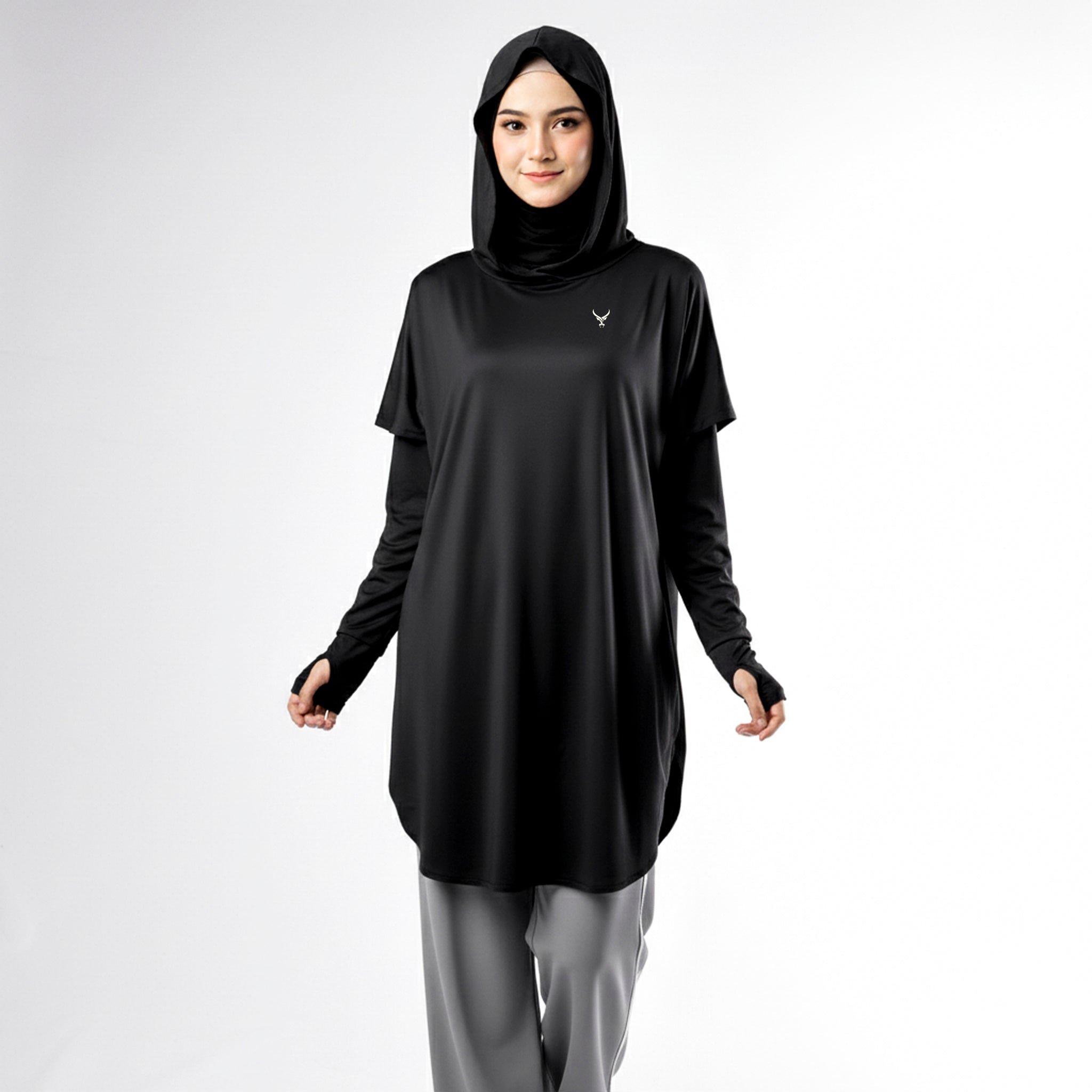 Active Abaya with Hoodie  (Full sleeves)