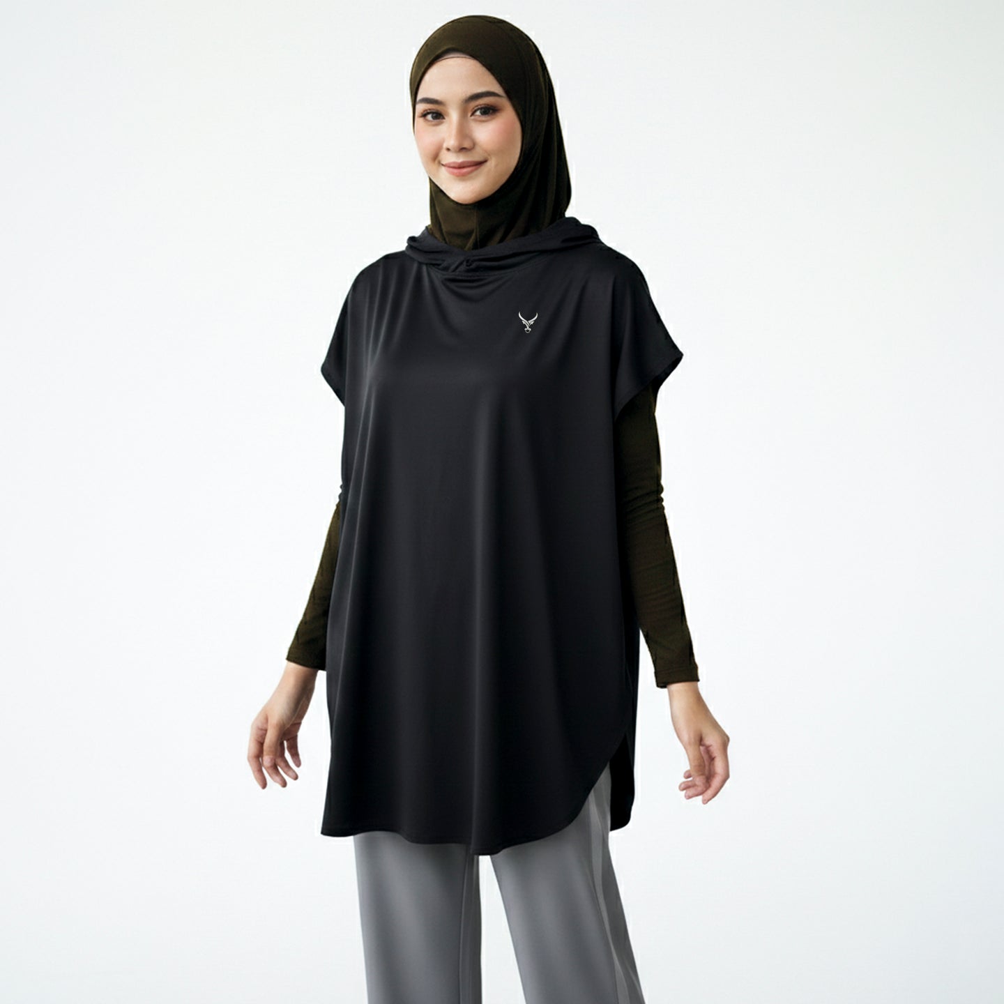 Active Abaya with Hoodie  (Cap Sleeves)