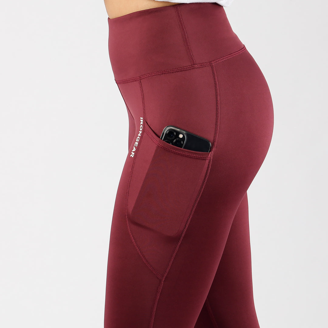 Ribbed & Cuffed Overlay Side Pockets Full Leggings – Green/Mauve/Plum –  Bakari Luxury Sportswear