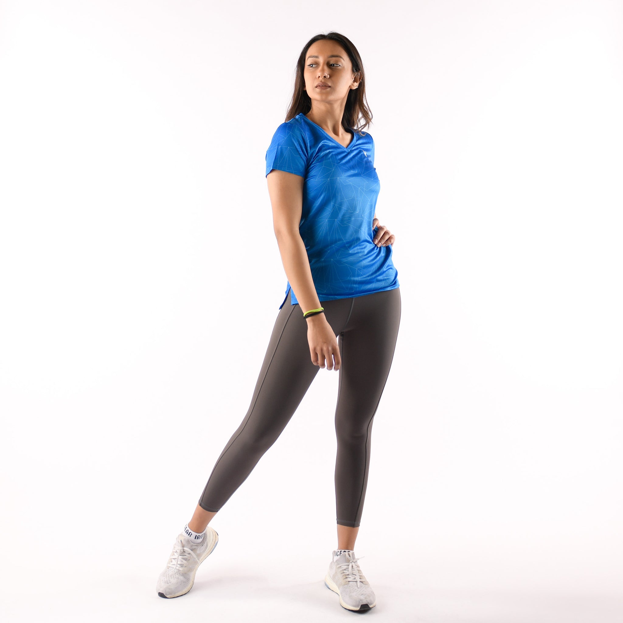 V Neck Laser Blue For Women's